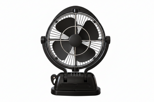 12-inch desk fan with a circular metal guard and three black blades, shown on a solid white background.