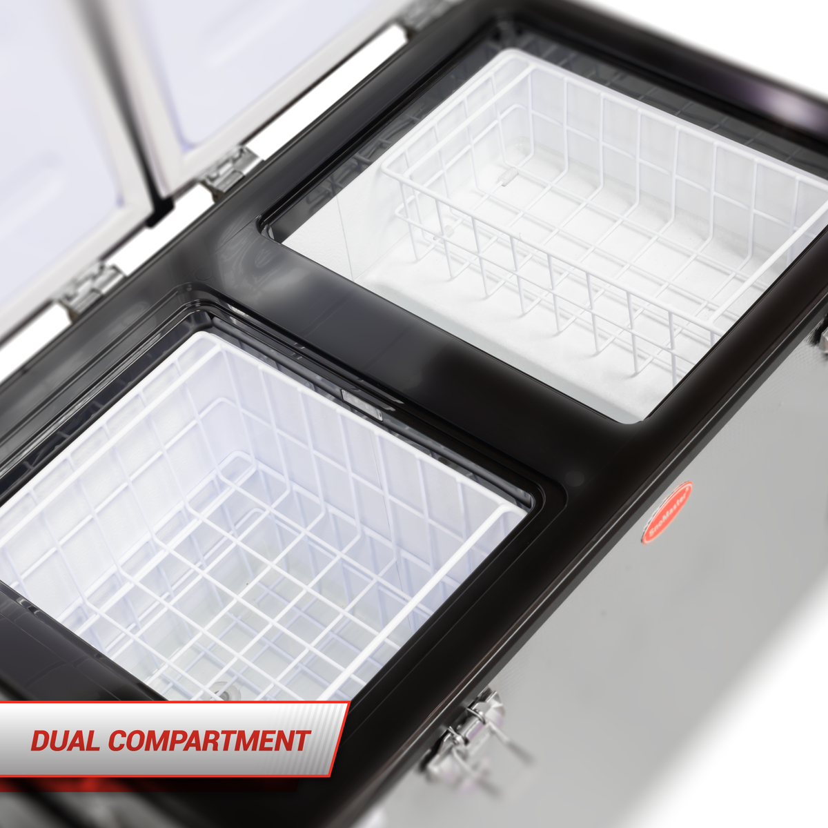 SnoMaster - 72L Dual Compartment Mobile Fridge/Freezer AC/DC -  Stainless Steel (SMDZ-CL72D)