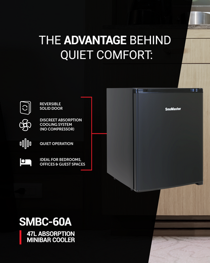 SnoMaster - 47L Absorption Minibar Cooler - Black (SMBC-60A)