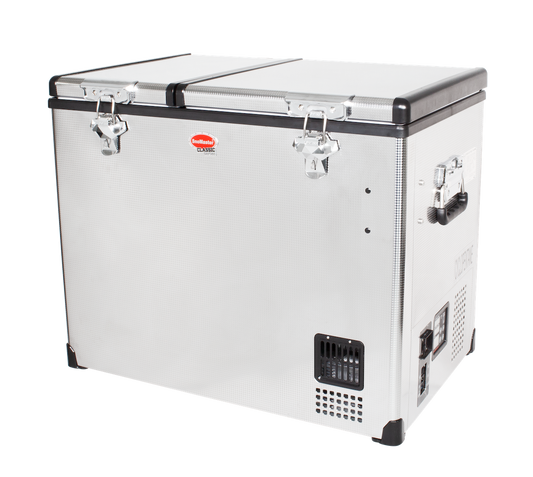SnoMaster - 72L Dual Compartment Mobile Fridge/Freezer AC/DC -  Stainless Steel (SMDZ-CL72D)