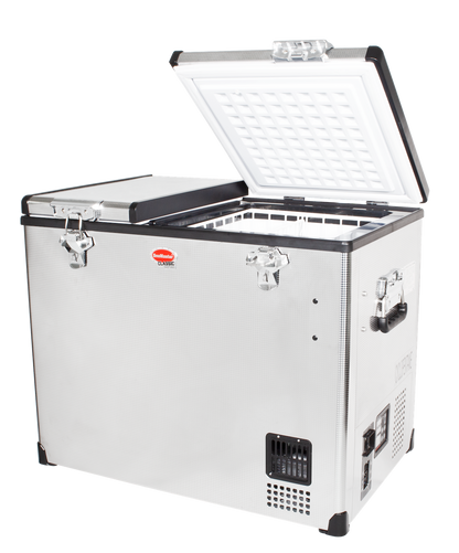 SnoMaster - 72L Dual Compartment Mobile Fridge/Freezer AC/DC -  Stainless Steel (SMDZ-CL72D)