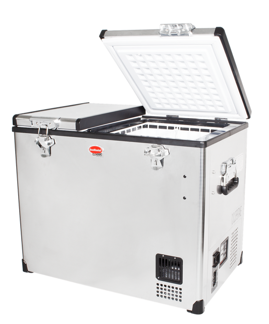 SnoMaster - 72L Dual Compartment Mobile Fridge/Freezer AC/DC - Stainless Steel (SMDZ-CL72D)