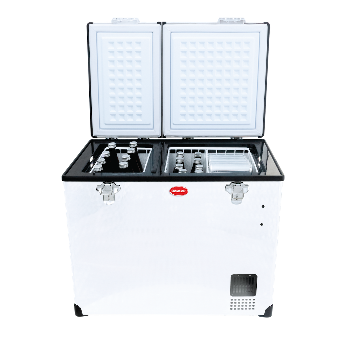 SnoMaster - 72L Dual Compartment Mobile Fridge/Freezer AC/DC -  Stainless Steel (SMDZ-CL72D)