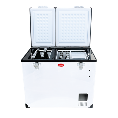 SnoMaster - 72L Dual Compartment Mobile Fridge/Freezer AC/DC -  Stainless Steel (SMDZ-CL72D)