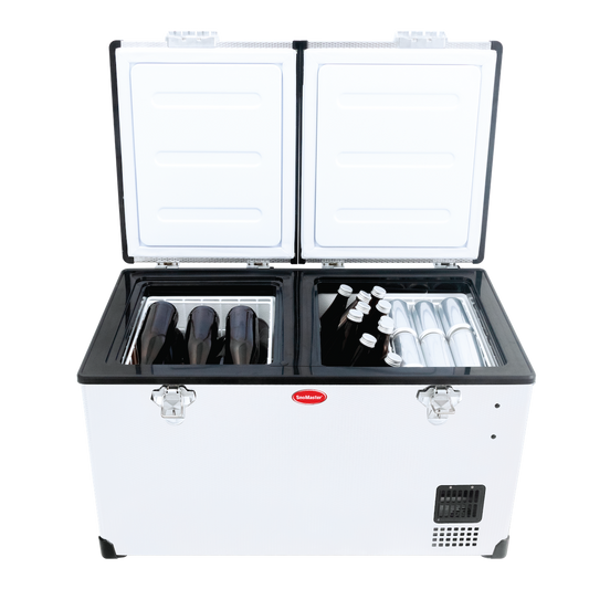 SnoMaster - 66L Low Profile Dual Compartment Mobile Fridge/Freezer AC/DC - Stainless Steel (SMDZ-LP66D)