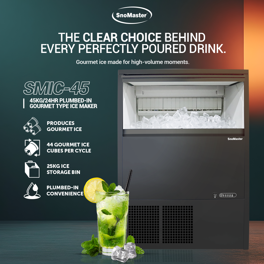 SnoMaster – 45Kg Plumbed-in Gourmet Type Ice Maker (SMIC-45)