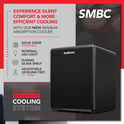 SnoMaster - 28L Absorption Minibar Cooler - Black (SMBC-30A)