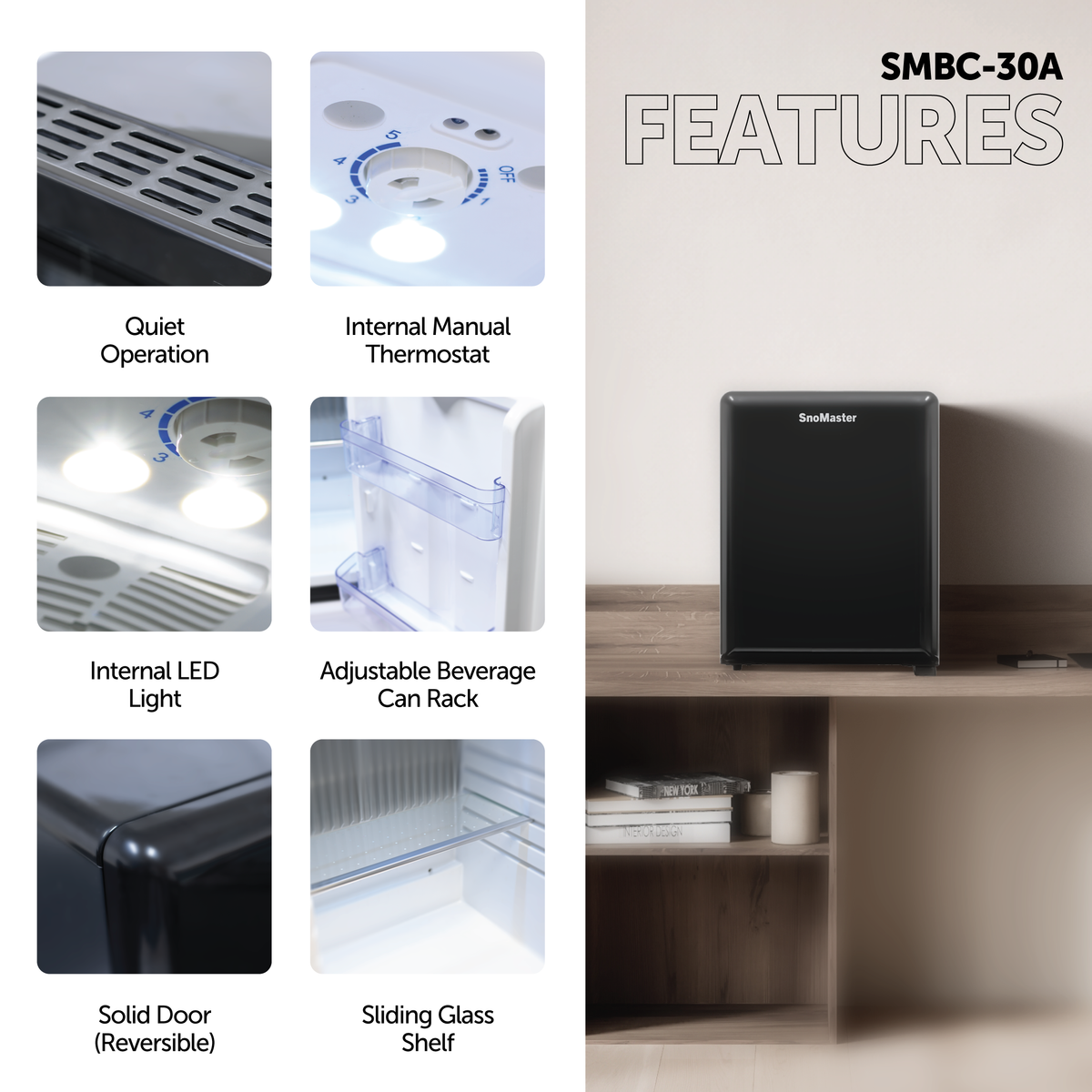 SnoMaster - 47L Absorption Minibar Cooler - Black (SMBC-60A)