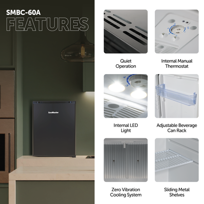 SnoMaster - 47L Absorption Minibar Cooler - Black (SMBC-60A)