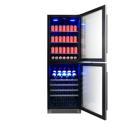 SnoMaster - 206L + 75 Bottle Upright Double Door Beverage/Wine Cooler (SMBW-180)