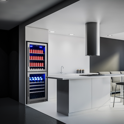 SnoMaster - 206L + 75 Bottle Upright Double Door Beverage/Wine Cooler (SMBW-180)